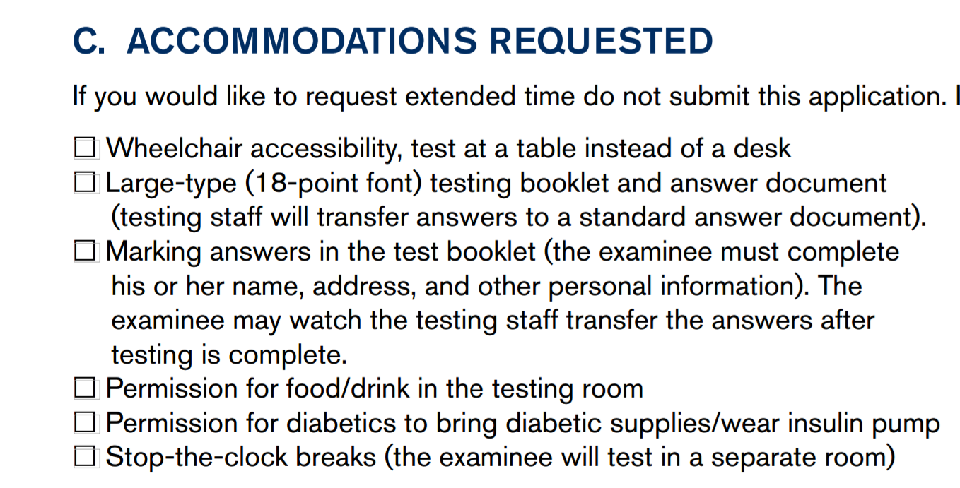 act accommodations